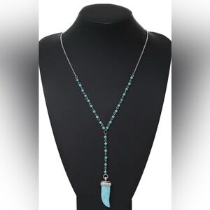 Elegant Silver and Turquoise Lariat Style Necklace